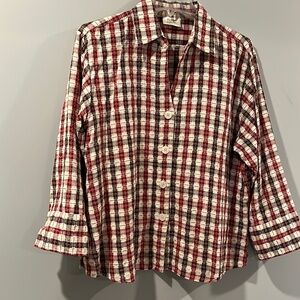 Casual Plaid Button-Front Blouse